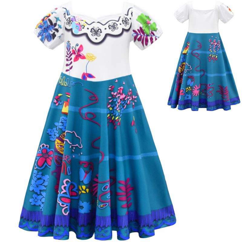Encanto คอสเพลย์ชุดสาวชุดสำหรับ Carnival Halloween Princess Party Clothes Flower Ruffles ชุดยาวสาวชุด Mirabel