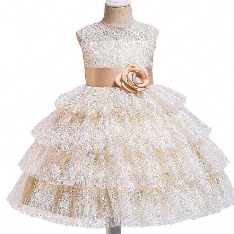 Baige Summer Fashion Tulled Dress Flower Girl Wedding Dress 12 ปีเด็กสาวเด็กชุดราตรีสีชมพูสำหรับปาร์ตี้
