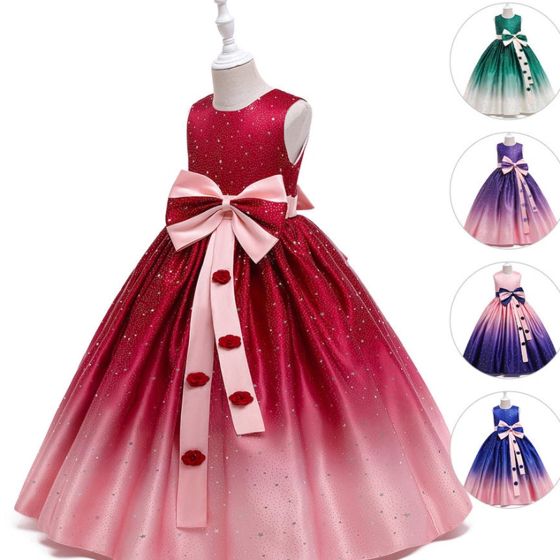 Wholesale Gradient Color Kids Dresses Fancy For Girls งานแต่งงานวันเกิดวันเกิดดอกไม้สาว Frock Ball Gown Gown