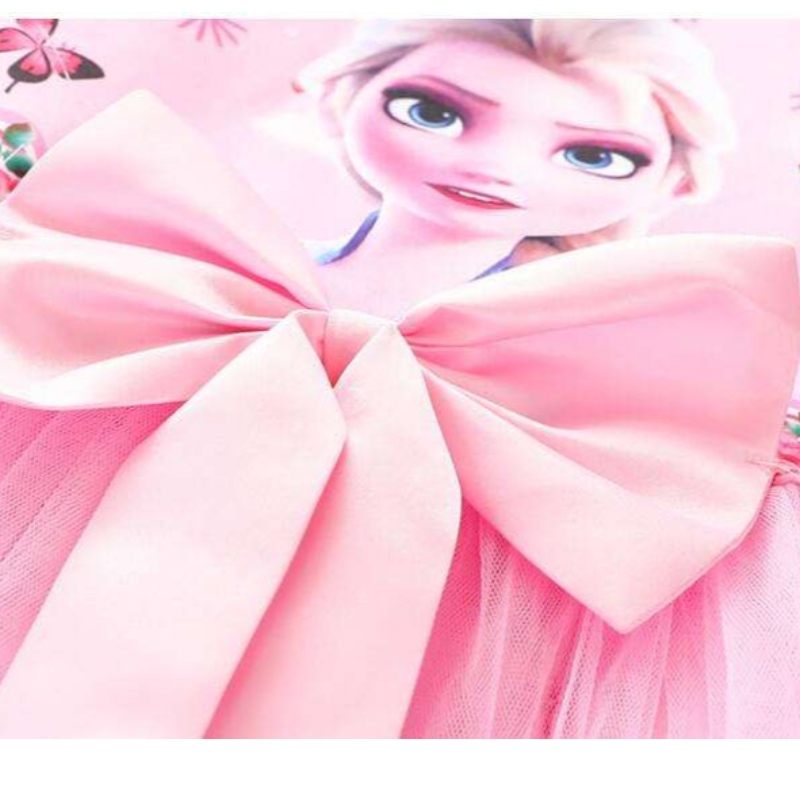 2-8Y สาว ๆ ชุดฤดูร้อนใหม่แขนสั้นเจ้าหญิงเอลซาตาข่ายกระโปรง TUTU เด็กชุดคอสเพลย์งานปาร์ตี้