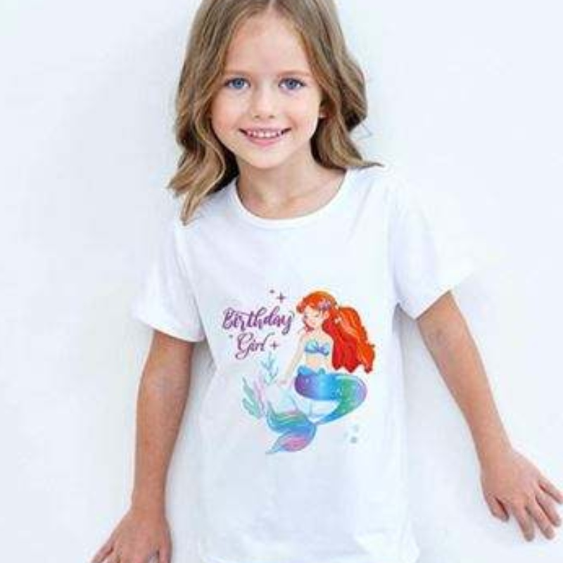 Baige Girl Summer Summer แขนสั้นน่ารัก Unicorn Printed Cotton T-Shirt Rainbow Tutu Performance Skirt