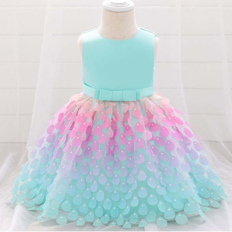 Baige Amazon Top Sale Mermaid Sequin ชุดเด็กเจ้าหญิงสาวปาร์ตี้วันเกิดชุดวันหนึ่ง