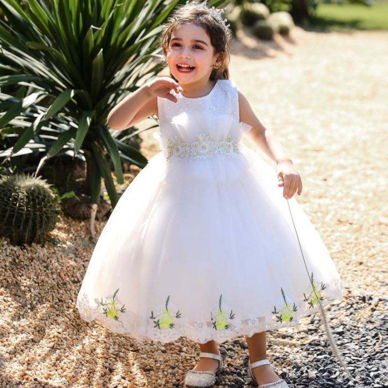 Baige Appliqued Embroidery Flowers 2022 สาวร้อนขายเสื้อผ้าปาร์ตี้ชุดสำหรับสาว
