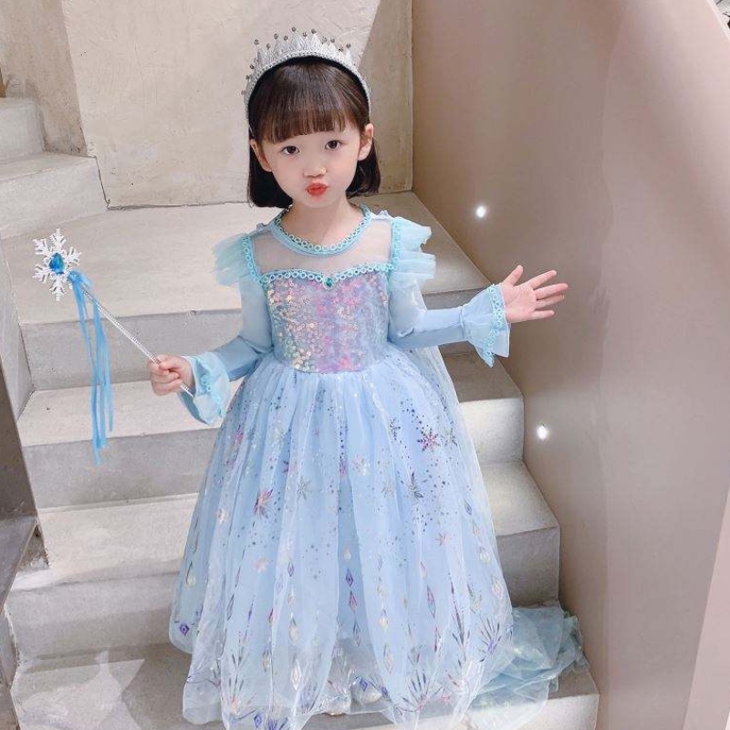 Baige Wholesale Ball Gown Party Princess Dress Halloween เด็กวันเกิดคอสเพลย์ชุดแขนยาว Elsa