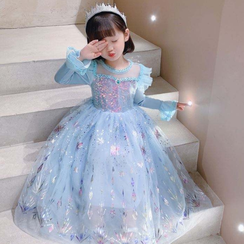 Baige Wholesale Ball Gown Party Princess Dress Halloween เด็กวันเกิดคอสเพลย์ชุดแขนยาว Elsa