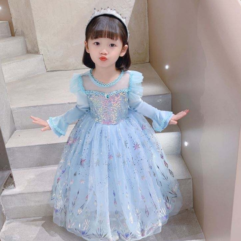 Baige Wholesale Ball Gown Party Princess Dress Halloween เด็กวันเกิดคอสเพลย์ชุดแขนยาว Elsa