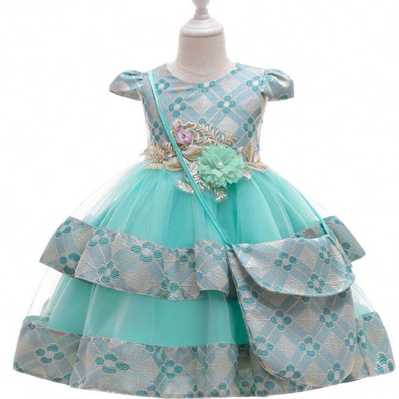 Baige Wholesale Children Clothing With Bag Kid Floral Dress สำหรับเด็กผู้หญิงอายุ 3 ขวบชุดเด็กแฟนซี