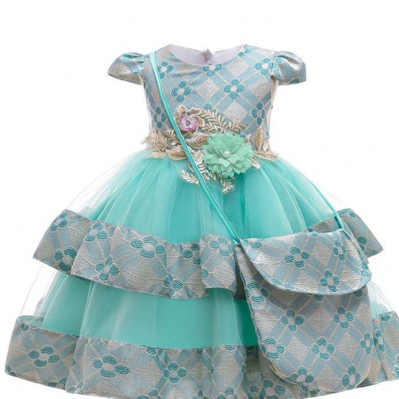 Baige Wholesale Children Clothing With Bag Kid Floral Dress สำหรับเด็กผู้หญิงอายุ 3 ขวบชุดเด็กแฟนซี