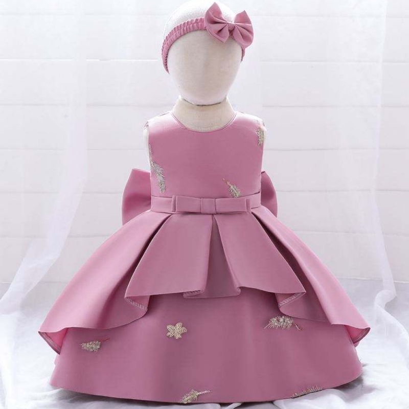 Baige Baby Frock Design 1 ปีชุดวันเกิดสาวสาวชุดดอกไม้เจ้าหญิงพร้อมแถบคาดศีรษะฟรี