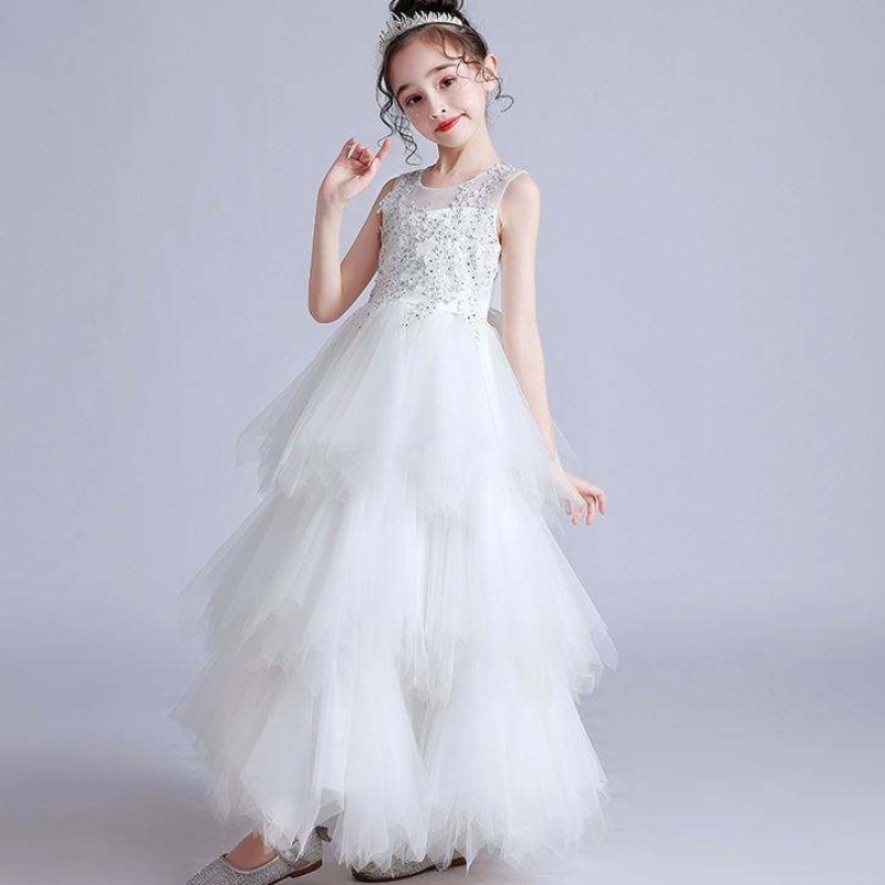 Baige Wholesale White Luxury Girls Wedding Wedding Ball Gown Gown อย่างเป็นทางการชุดวันเกิด LP-2180