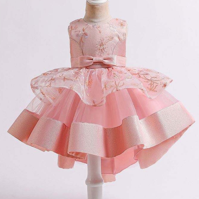 Baige 2021summer Children \\ S Trailing Princess Dress Multi-Layer Mesh Kids Kid Wedding Ball Gown L5251