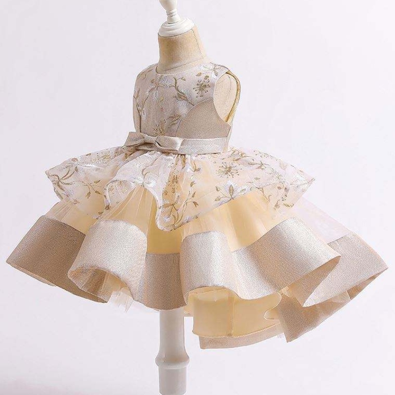 Baige 2021summer Children \\ S Trailing Princess Dress Multi-Layer Mesh Kids Kid Wedding Ball Gown L5251