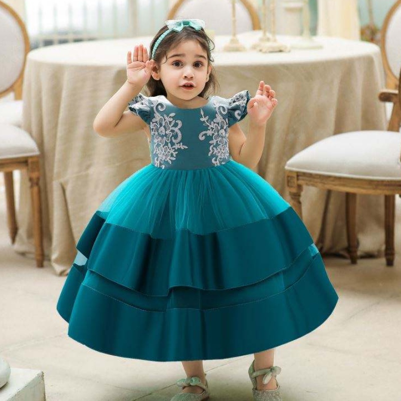 Baige Fashion Flower Waistline Kids Clothing Party Wear Floral Printed เด็กชุดบูติกสำหรับสาว 0-2 ปี