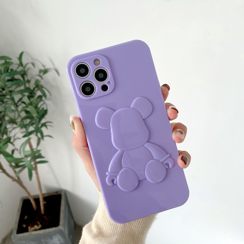 ผลิตภัณฑ์ใหม่เหมาะสำหรับ Apple iPhone13Pro Leather Bear Cicle โทรศัพท์มือถือสีทึบ, การอัพเกรดเลนส์ป้องกันรอยขีดข่วนเต็มรูปแบบฝาครอบป้องกันการชนกัน