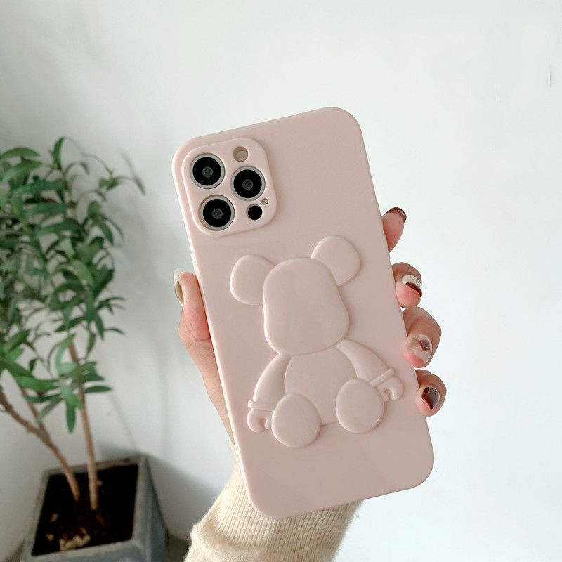 ผลิตภัณฑ์ใหม่เหมาะสำหรับ Apple iPhone13Pro Leather Bear Cicle โทรศัพท์มือถือสีทึบ, การอัพเกรดเลนส์ป้องกันรอยขีดข่วนเต็มรูปแบบฝาครอบป้องกันการชนกัน