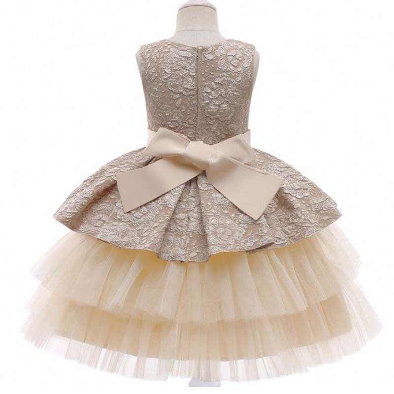 Baige Princess Flower Girl Dress ฤดูร้อน Tutu งานแต่งงานวันเกิดปาร์ตี้เด็กวัยรุ่นการออกแบบชุดพรหม