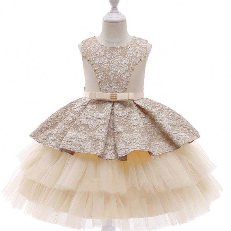 Baige Princess Flower Girl Dress ฤดูร้อน Tutu งานแต่งงานวันเกิดปาร์ตี้เด็กวัยรุ่นการออกแบบชุดพรหม