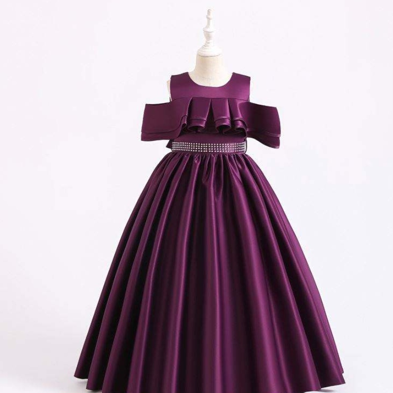 Baige Boutique New Girl Party Dresses นอกไหล่ดอกไม้ยาวปาร์ตี้ปาร์ตี้บอลชุดลูกชุด 2058