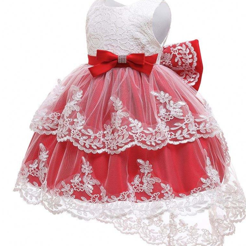 Elegant Trailing Baby Girls Party Wear ชุดปักลูกบอลยาวชุดบอลสำหรับเด็ก