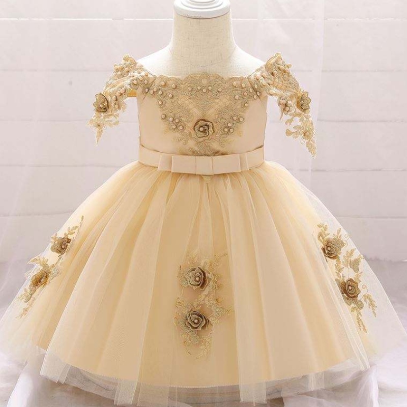 Baige Wholesale Flower Girls Dresses Baptism Tulle กระโปรงชุดเด็กน้อย