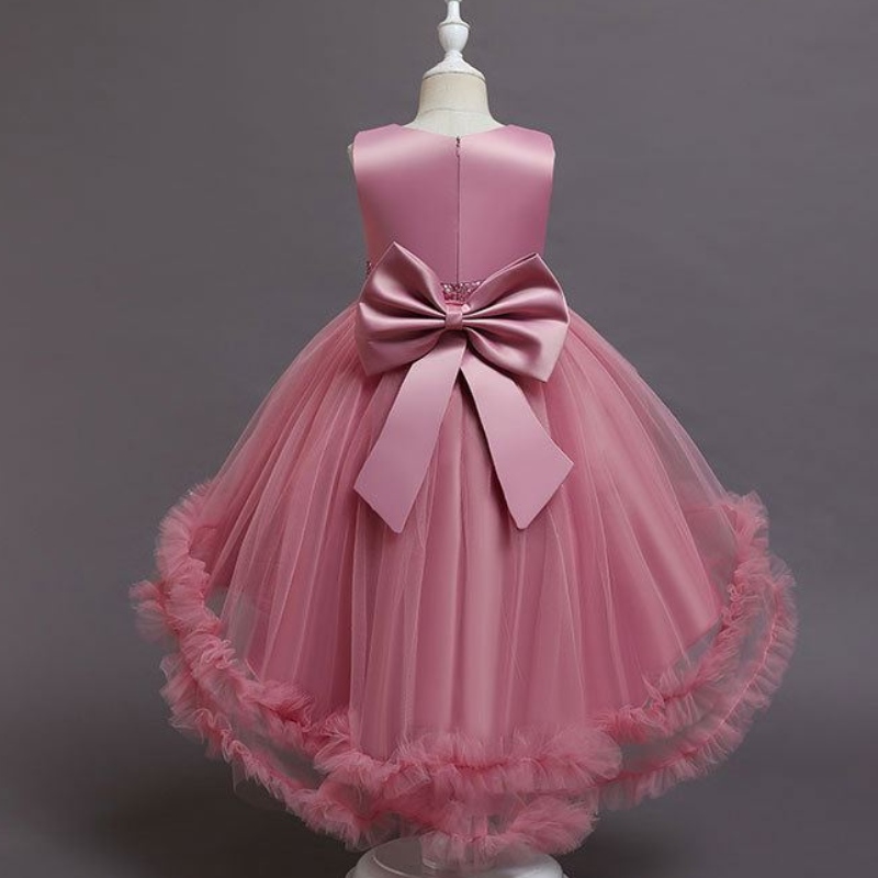 Baige Little Big Girls Flower Wedding Train Tutu Dress อย่างเป็นทางการปาร์ตี้ปาร์ตี้ Princess Prom Ball Gown