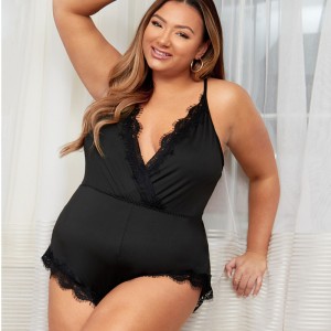 ชุดบอดี้สูทลูกไม้ตัดแต่งสแกลลอปห่อหน้า teddies และ bustiers