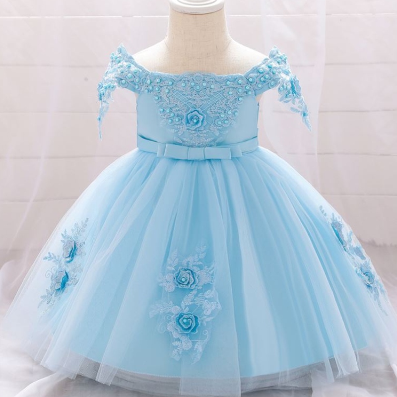 Baige Off -shoulde Flower Girl Dresses ชุดเด็กผู้หญิงทารกแรกเกิดชุดสำหรับ 0 -2 ปี l5057xz อายุ 0 -2 ปี