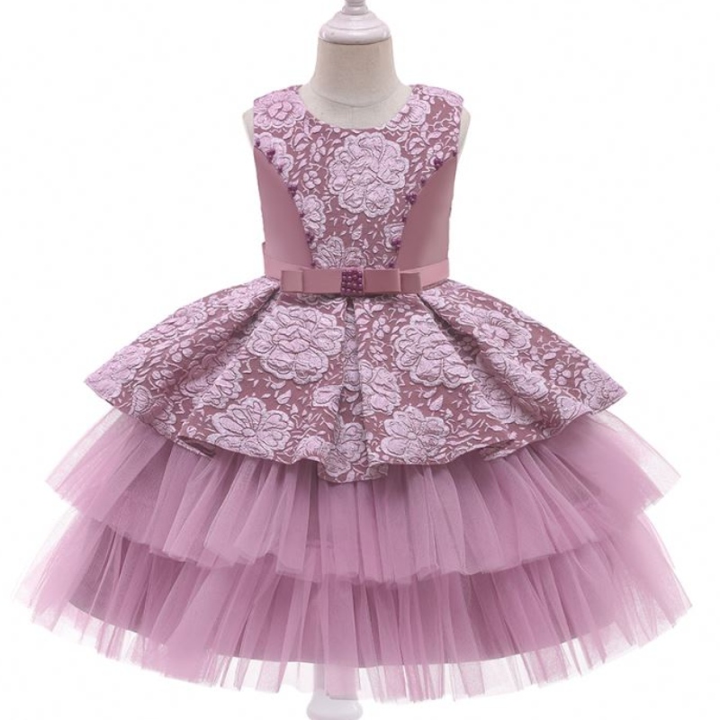 Baige Princess Flower Girl Dress Birthday Pageant Party Dress ฤดูร้อนสาวเสื้อผ้าเด็กชุด 3-10 ปี