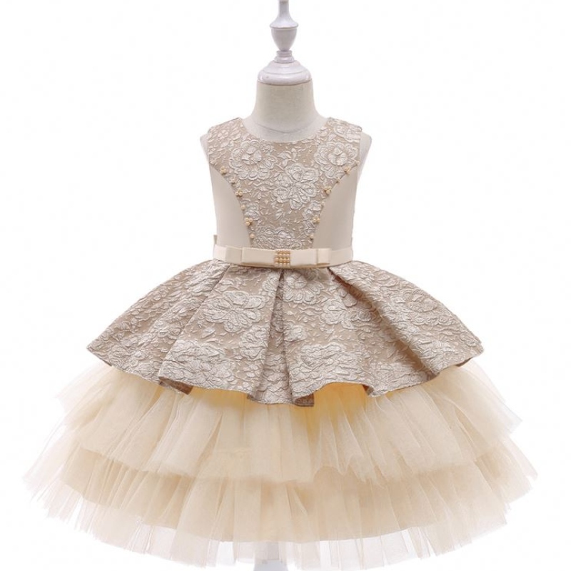 Baige Princess Flower Girl Dress Birthday Pageant Party Dress ฤดูร้อนสาวเสื้อผ้าเด็กชุด 3-10 ปี