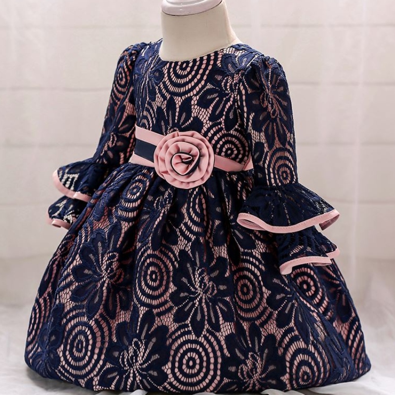 baige ใหม่มาถึงเด็กแขนยาวปาร์ตี้ frock baby girl print fancy princess dress l1858xz