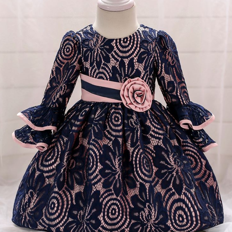 baige ใหม่มาถึงเด็กแขนยาวปาร์ตี้ frock baby girl print fancy princess dress l1858xz