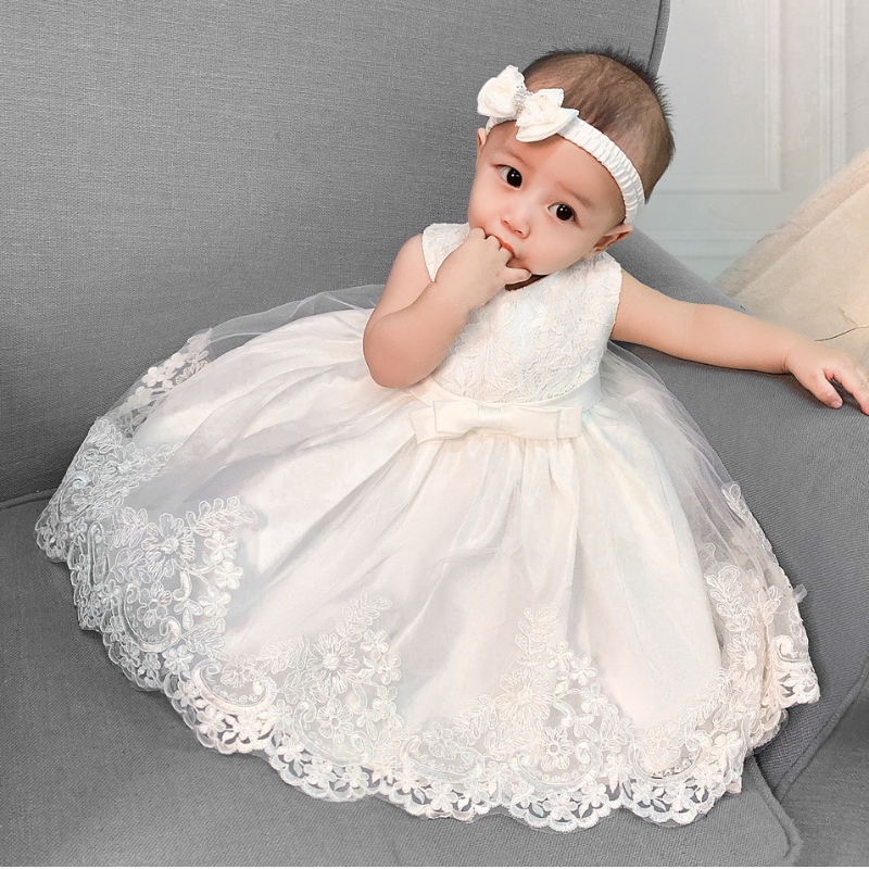 Amazon Hot Sale Kids Princess Dress Bow Lace Gown ชุดหวาน