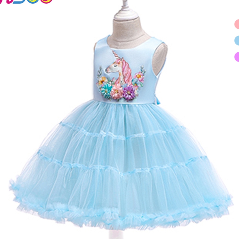 Ansoo Unicorn Rainbow Baby Girl ชุดวันเกิดผ้าฝ้ายสาวเจ้าหญิงปาร์ตี้ชุดแต่งงานสีม่วงสำหรับ 1-6 y Girls Tutu