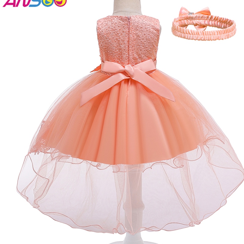 Ansoo Pretty Pretty Peach Childing \\ S Birthday Printion Flower Flower Dress สีส้มสำหรับสาว