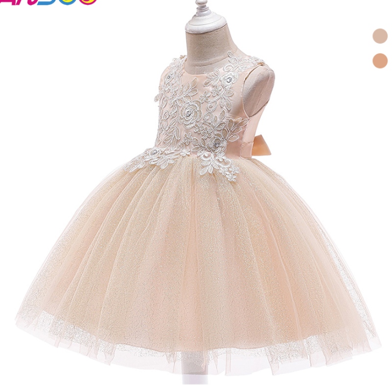 Ansso Factory Direct Sale Clothing Daily Tutu Dress กับ Bow Wholesale Toddler Baby Baby Girls Princess Trailing ชุดสีส้ม