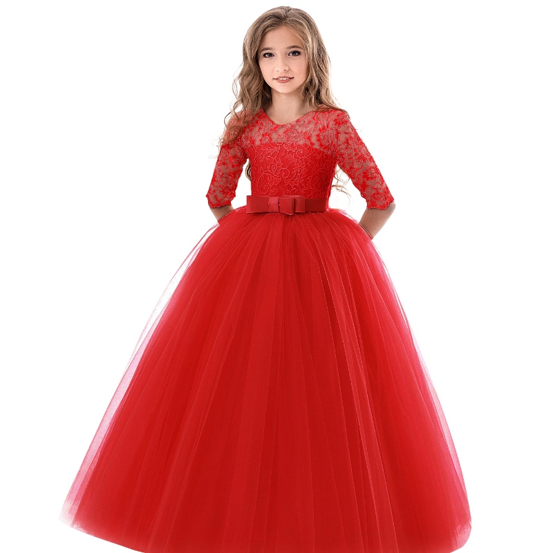 2022 Spring Children \\ S Princess Dress Lace Mesh Puffy กลุ่มของ Big Girls Flower Girls \\ 'ปาร์ตี้วัชพืชเป็นเวลา 8-14 ปี