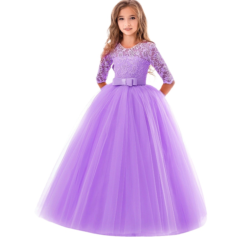 2022 Spring Children \\ S Princess Dress Lace Mesh Puffy กลุ่มของ Big Girls Flower Girls \\ 'ปาร์ตี้วัชพืชเป็นเวลา 8-14 ปี