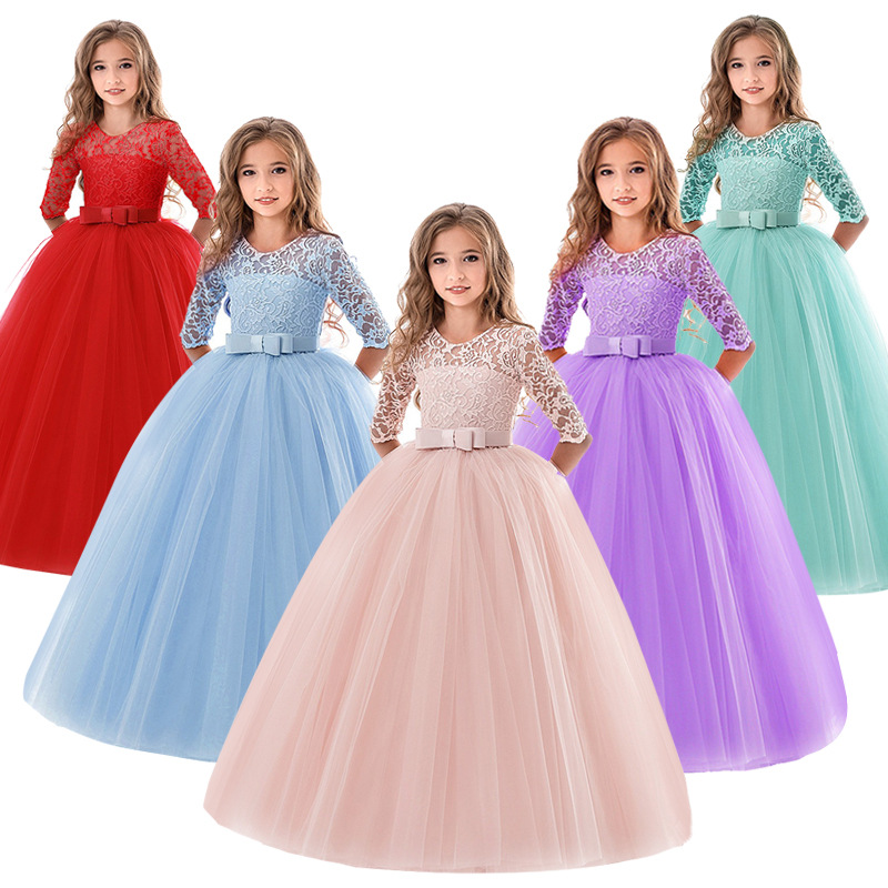 ผลิตภัณฑ์ใหม่ 2022 Puffy Lace Girl Flower Girl Dress สำหรับงานแต่งงาน Ball Gown Girl Party Communion ชุด