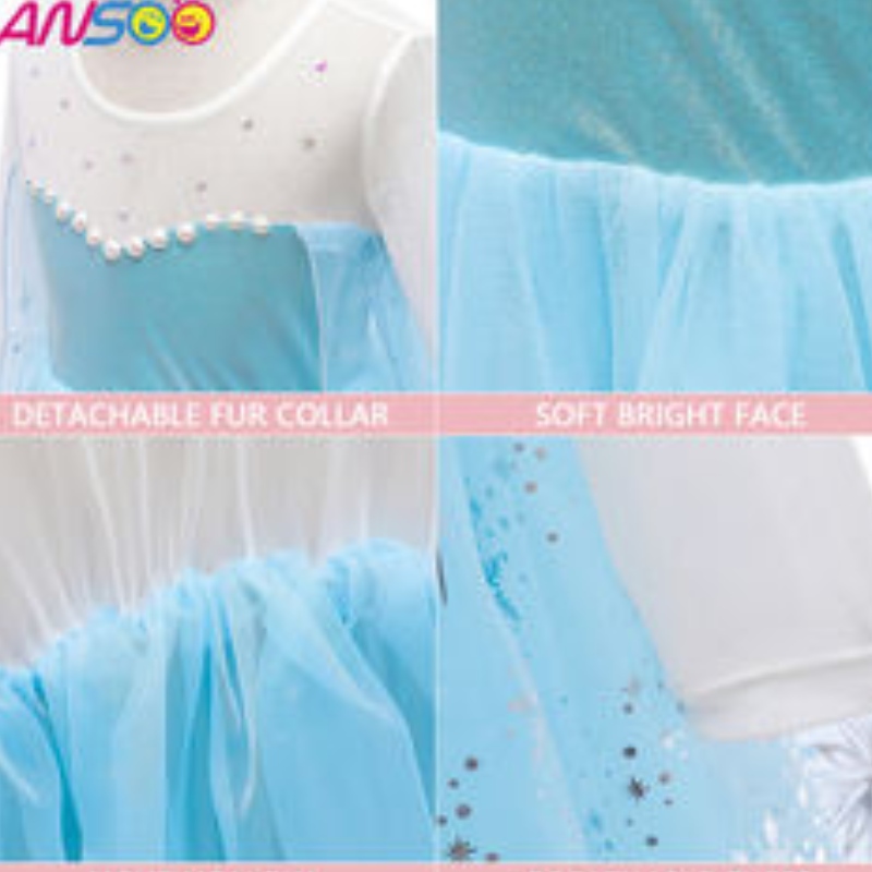 Ansoo 2022 Girls Elsa Princess Dress Tress สำหรับชุดวันเกิดแต่งตัวชุดคอสเพลย์ฮัลโลวีนแฟนซีแฟนซี