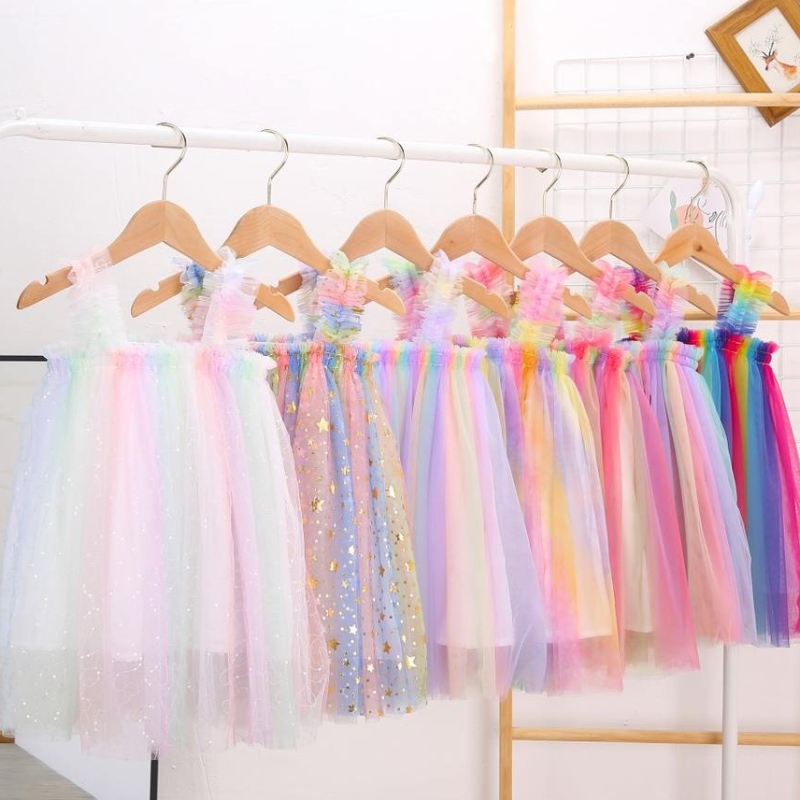 Princess Baby Girls Summer Tutu Strap Strap Stars Stars Mesh Mesh ความยาวหัวเข่าเตียงนอนหลับเด็กอายุ 1-6 ปีสำหรับงานวันเกิด