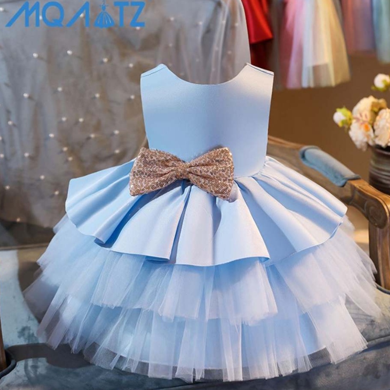 baige ดอกไม้ใหม่สาว tutu แต่งตัวเด็ก frock เด็กเสื้อผ้าโบว์วันเกิดสาวชุด