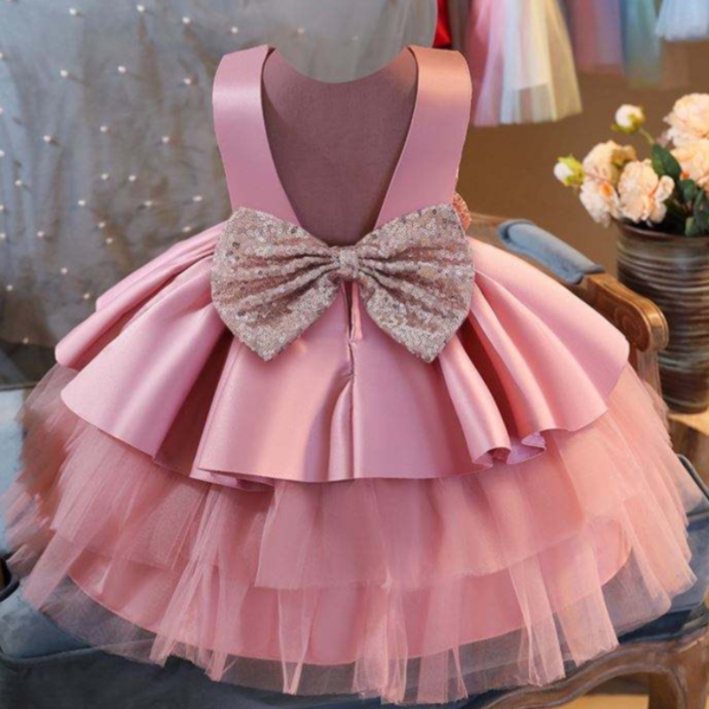 baige ดอกไม้ใหม่สาว tutu แต่งตัวเด็ก frock เด็กเสื้อผ้าโบว์วันเกิดสาวชุด