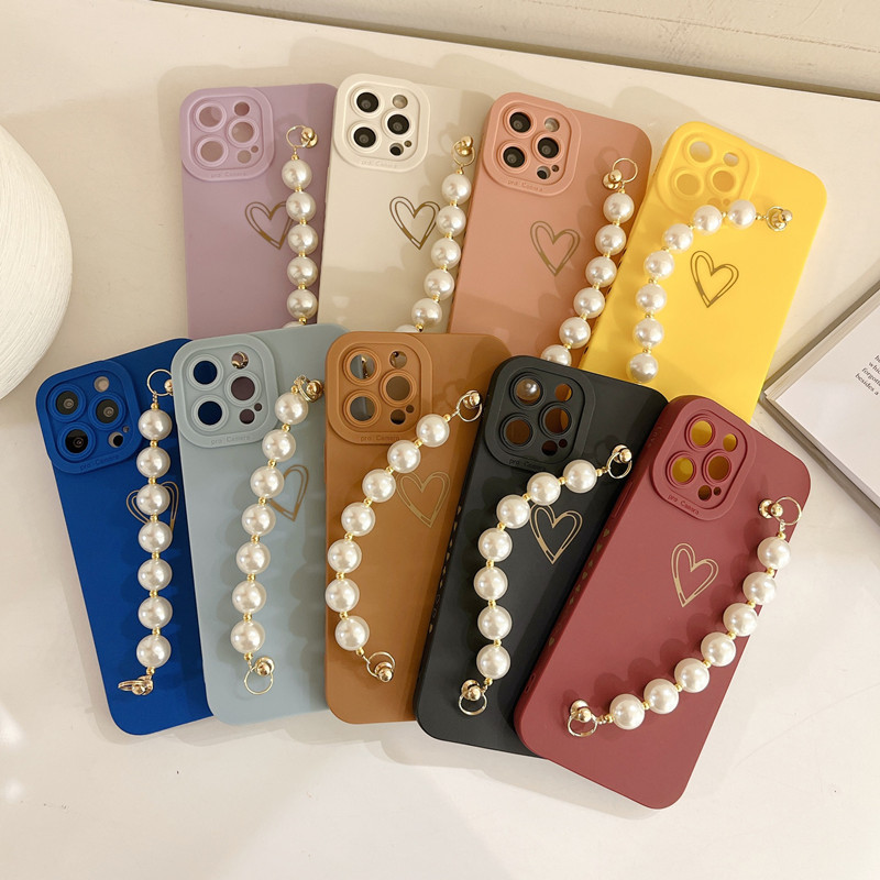 ใหม่ Apple iPhone14 Pearl Bracelet Protective Cover, การป้องกันเลนส์ที่ครอบคลุมเคสโทรศัพท์มือถืออัพเกรด