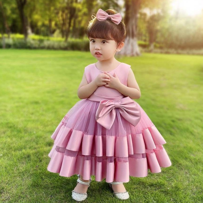 Baige เด็กใหม่ \\ s bowknot dresses baby striftnet princess สาวน่ารักชุดวันเกิดปาร์ตี้วันเกิด