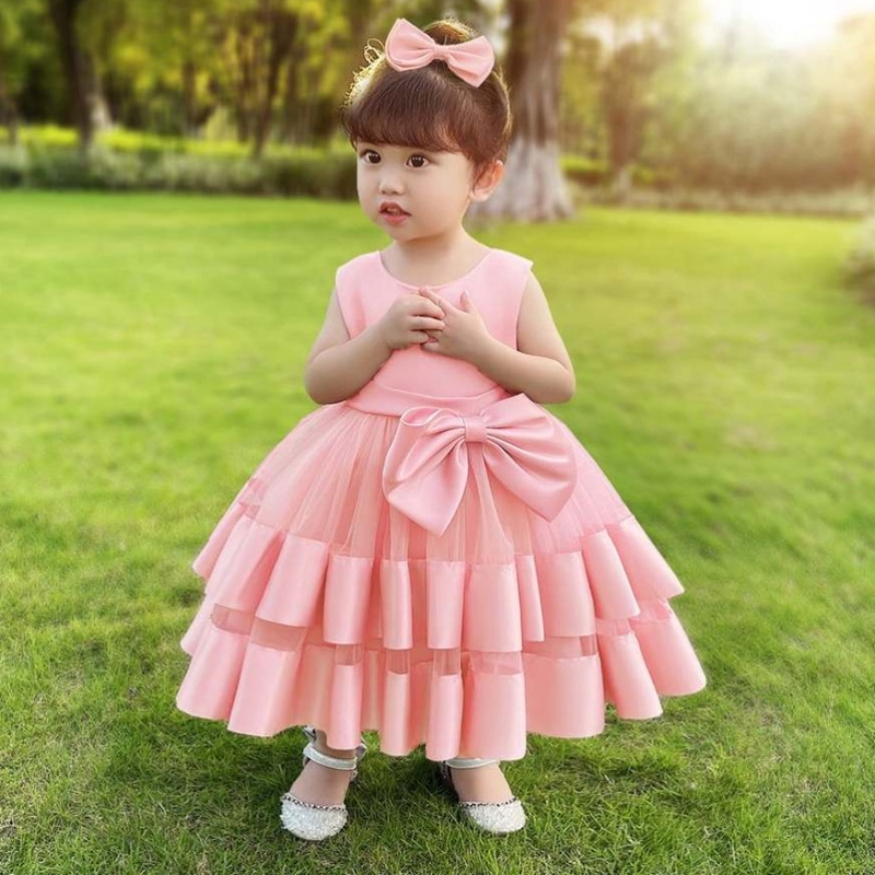 Baige เด็กใหม่ \\ s bowknot dresses baby striftnet princess สาวน่ารักชุดวันเกิดปาร์ตี้วันเกิด