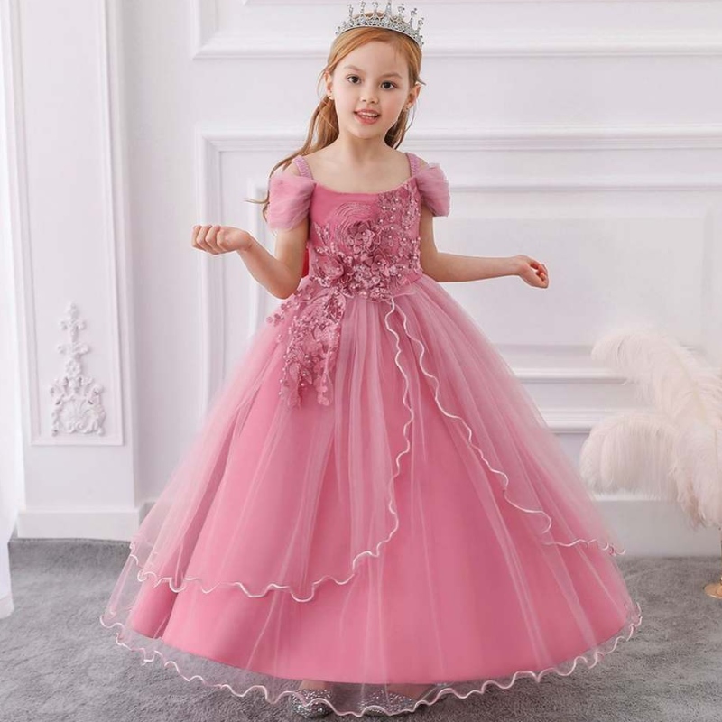 Baige Wholesale Kids Wedding Ball Gown แฟนซีเจ้าหญิง Frock สาวสวยชุดปาร์ตี้สาว