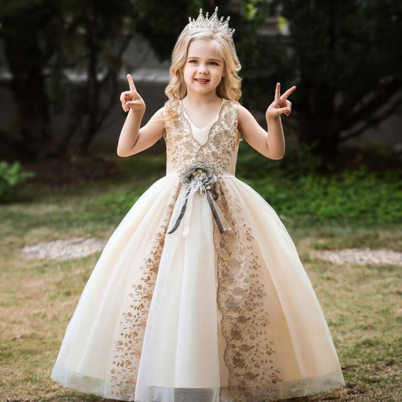 Baige Sweet Criss-Cross Lace Lace For Girls ชุดราตรีสาวชุดสาวชุดแต่งงานสีขาวงานแต่งงาน