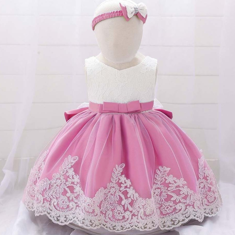 baige baby girls designs lace flower girl เด็กเด็กเสื้อผ้าเด็กชุดวันเกิดครั้งแรกชุดวันเกิดที่มีแถบคาดศีรษะ