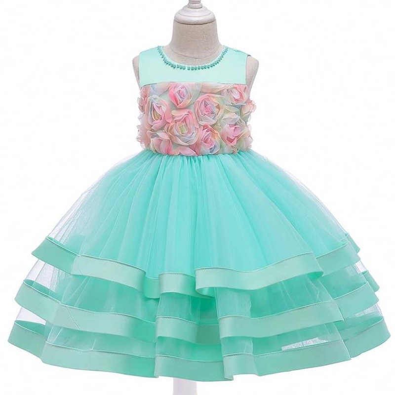 2020 GOWN GOWN PAGEANT GIRLS DRESS KIDY FLORAL LAYERED DESIGNS BALL GOWNS สำหรับเด็ก L5196