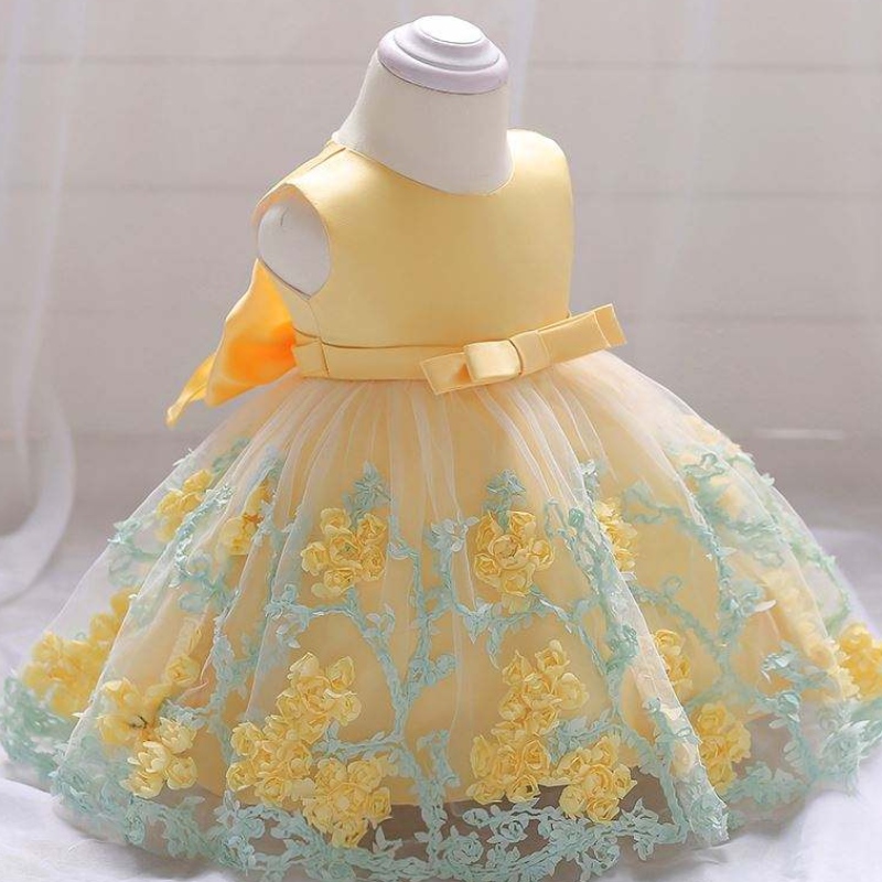 baige ร้อนขาย pretty baby frock 12 เดือนเด็กผู้หญิงอายุ 1 ปีชุดวันเกิดวันเกิดน่ารักงานปาร์ตี้ดอกไม้ L1845xz